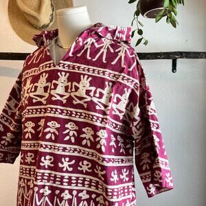 Vintage Phases 90s Printed Hooded Lightweight Pullover Size Medium